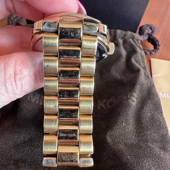Michael Kors Wrist Watch Gold Tone Bezel Set with Crystals Tiger Pattern MK-5126 main image 4